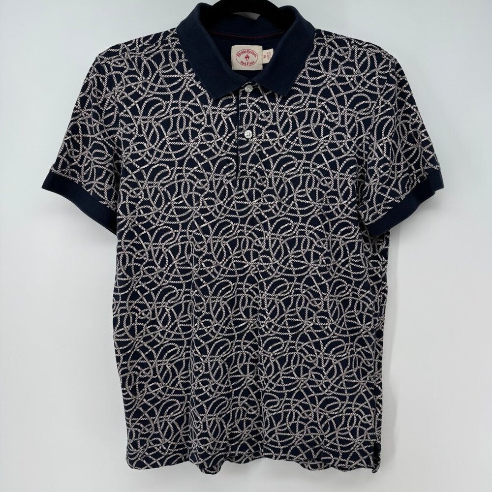 Brooks Brothers Red Fleece Men’s Polo Shirt Medium Navy White Rope Print